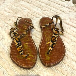 Leopard print ankle strap flats perfect for summer